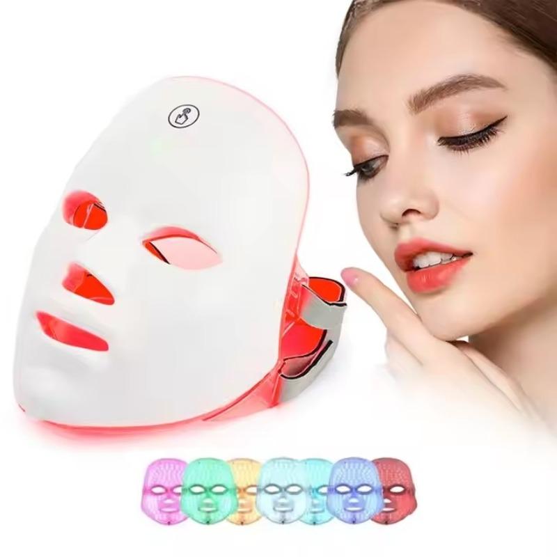 LED Facial Skin Care Mask, 7 Color LED Rechargeable Beauty Mask,  Ideal for Women & Girls