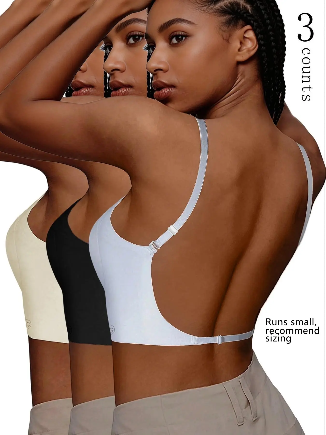 Women's Seamless Backless Bra, Multi-Strap Convertible Design Wireless Push-Up Max Support Chic Elegant Bra, Suitable for Wedding Dresses and Party Gowns, Underwear, Wire Free Seamless