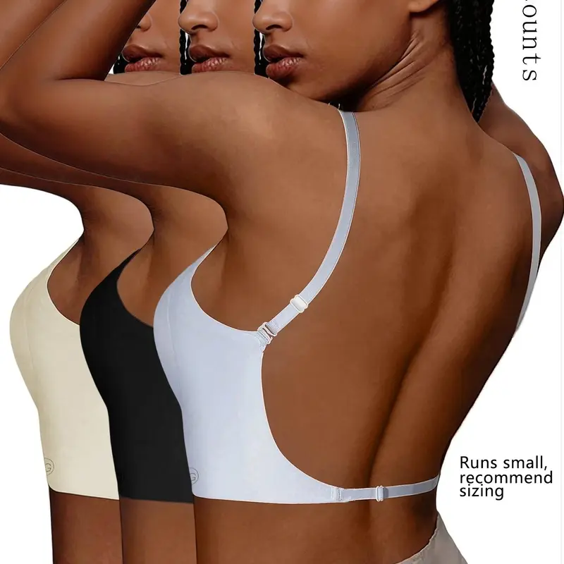 Women's Seamless Backless Bra, Multi-Strap Convertible Design Wireless Push-Up Max Support Chic Elegant Bra, Suitable for Wedding Dresses and Party Gowns, Underwear, Wire Free Seamless