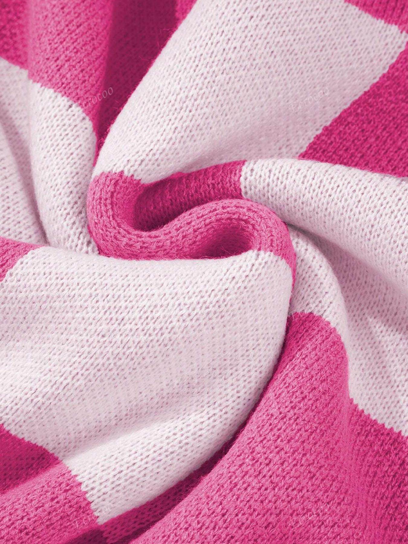 Plus Size Plaid Drop Shoulder Sweater, Casual Long Sleeve Knitwear for Fall & Winter, Loose-Fitting Round Neck Pullover for Women, Knitwear Tops