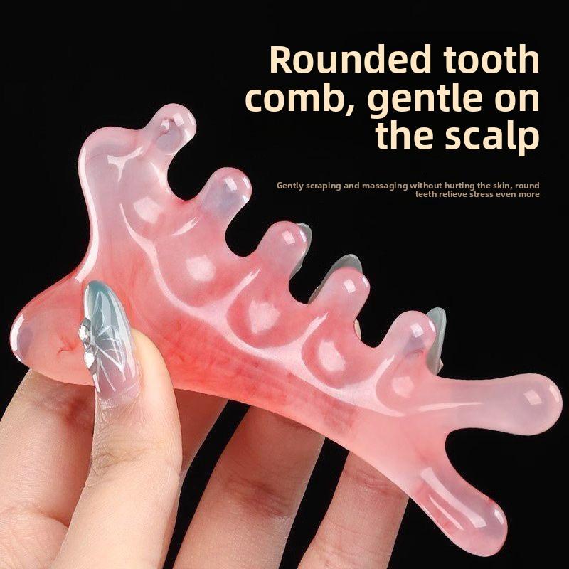 Four-in-one multifunctional pink scalp massage comb for girls