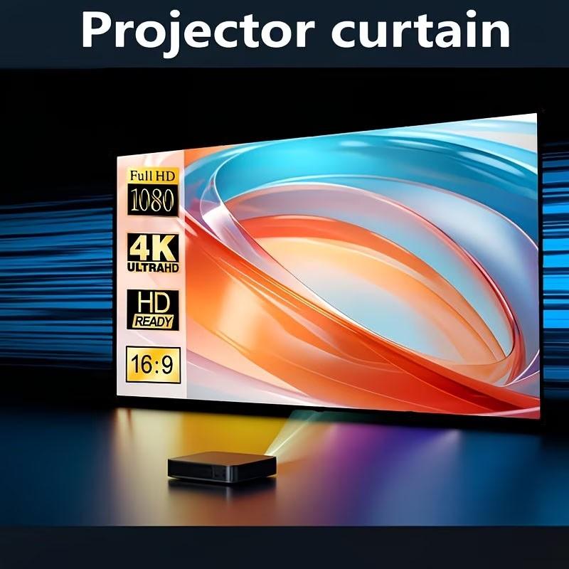 This 2K ultra-high-definition foldable projection screen is wall-mountable, washable, wrinkle-resistant, requires no power supply, and is made of plastic. It is an ideal choice for home theaters and office projection.