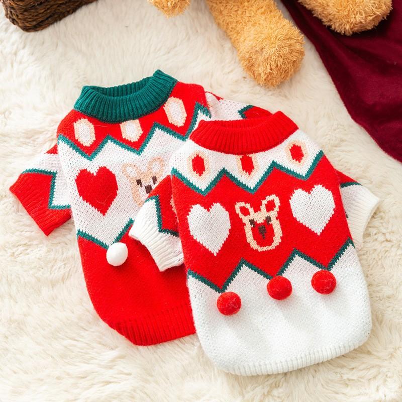 Autumn Winter Dog Clothes New Year Christmas Bear Pullover Sweater for Teddy Bichon