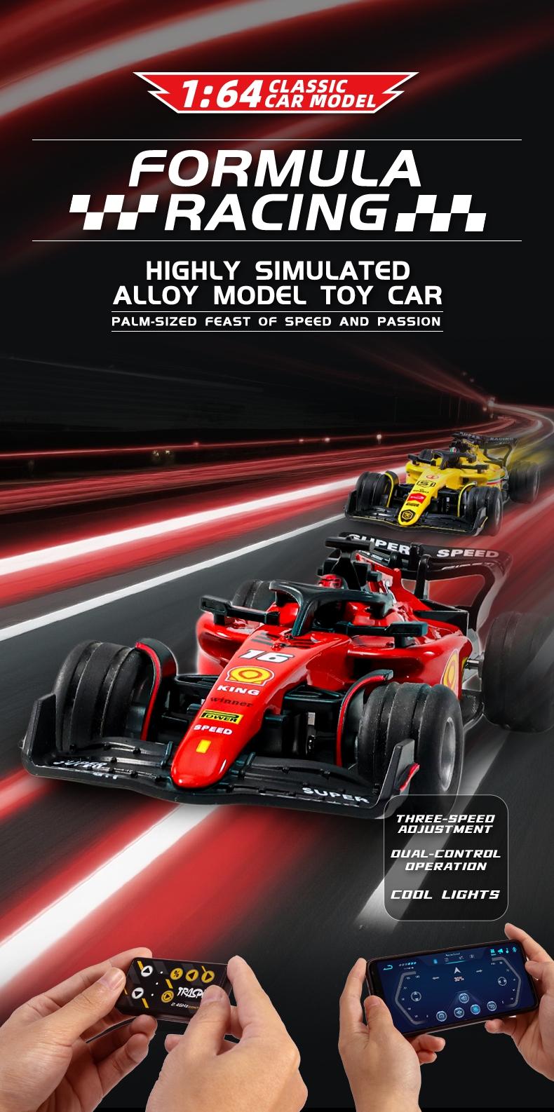 Authentic Ferrari 1:64 Formula F1 Alloy Mini RC Car, Off-Road Climbing Terrain, Powerful Horsepower, APP Remote Control, USB Charging