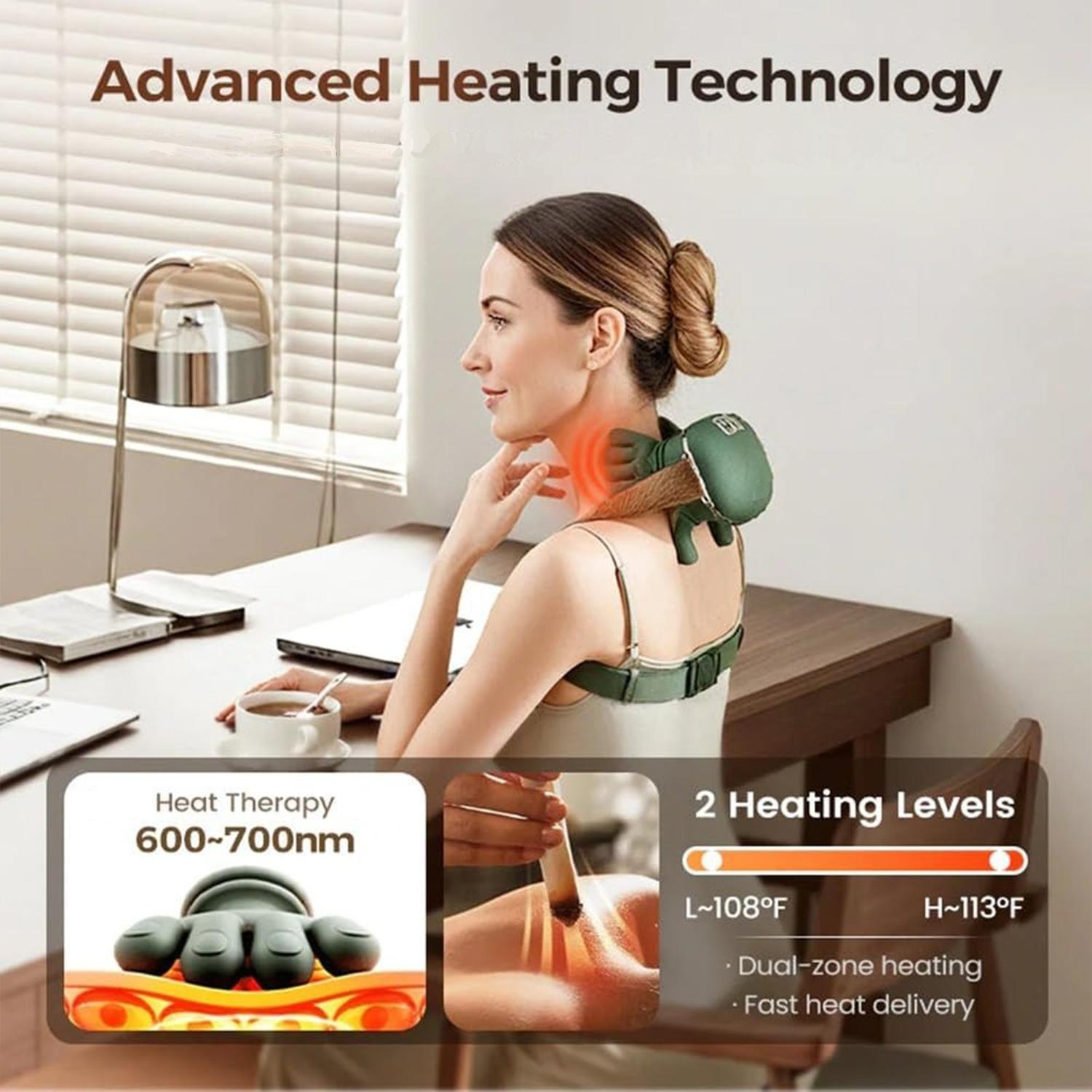 Back Massager Pillow with Heating & 3 Speed Settings, Electric Massage Cushion for Back Pain Relief, Suitable for Men Women, Neck Shoulder Relaxer
