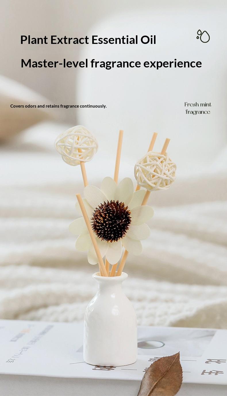 Lavender Flameless Diffuser Set with Rattan Sticks, Ceramic, and Essential Oil Fragrance