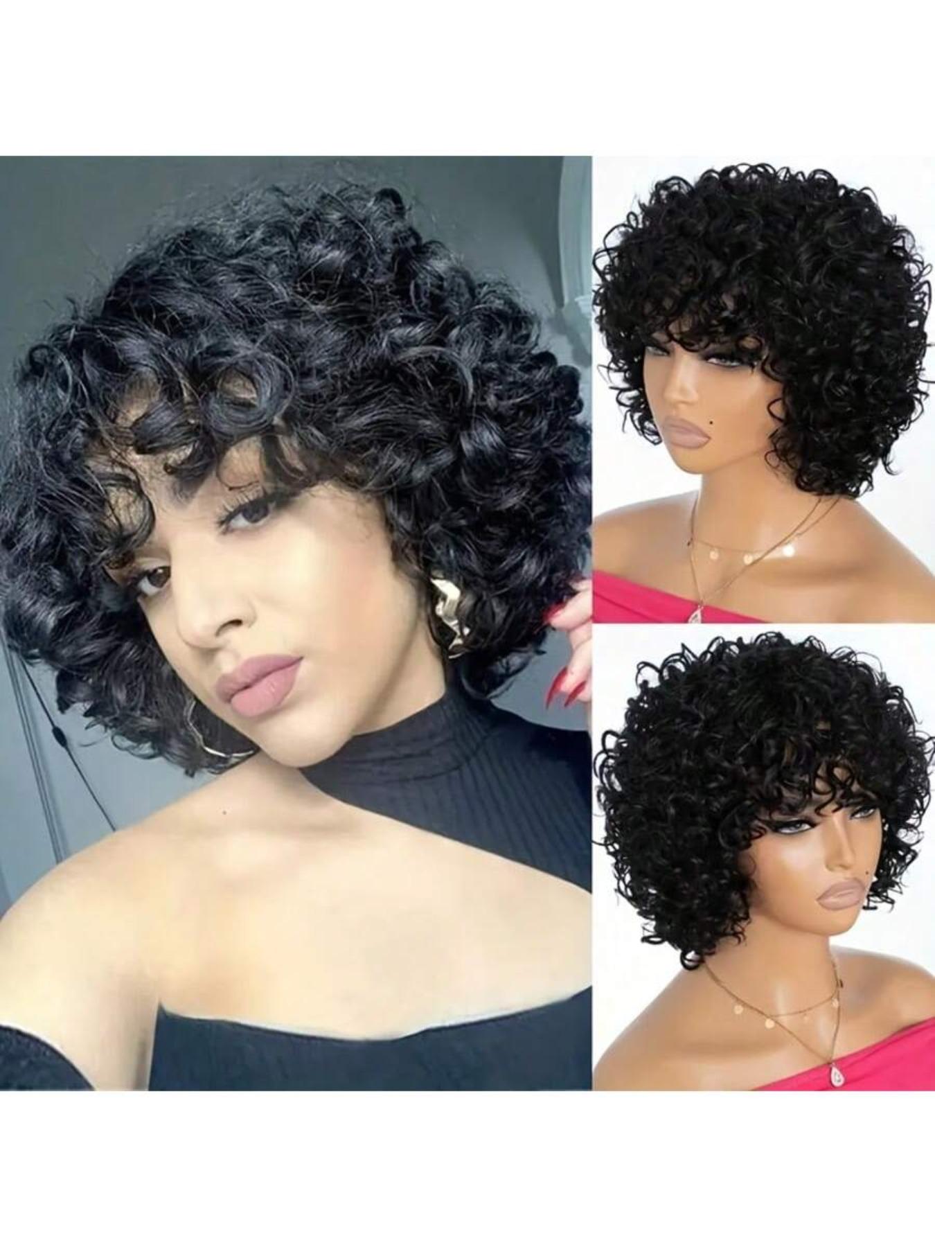 Short Curly Bob Wig with Bangs, 12\