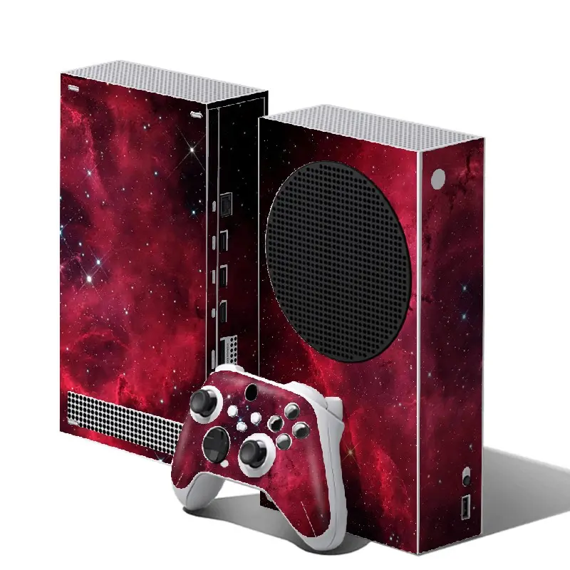 Burgundy Cosmic Nebula Starry Sky Vinyl Skin Cover for Xbox Series S Console and Wireless Controller, Waterproof, Scratch-Proof & Long Lasting, Removable Without Residue Game Console Decor Sticker