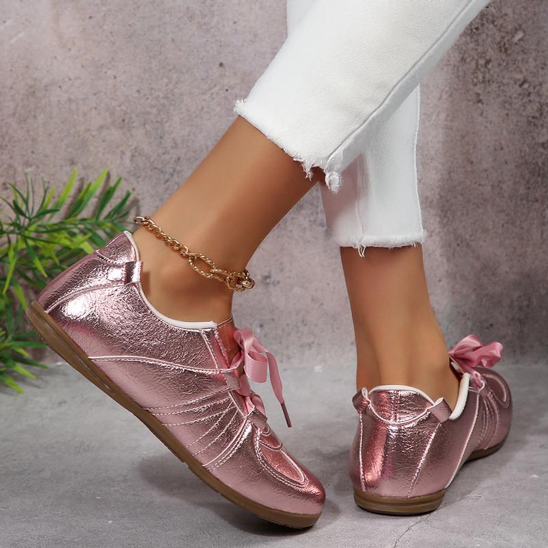 Women's Footwear Leather Trainer Shoes with Lace Up - Stylish Comfortable Walking Girl Sneaker Casual