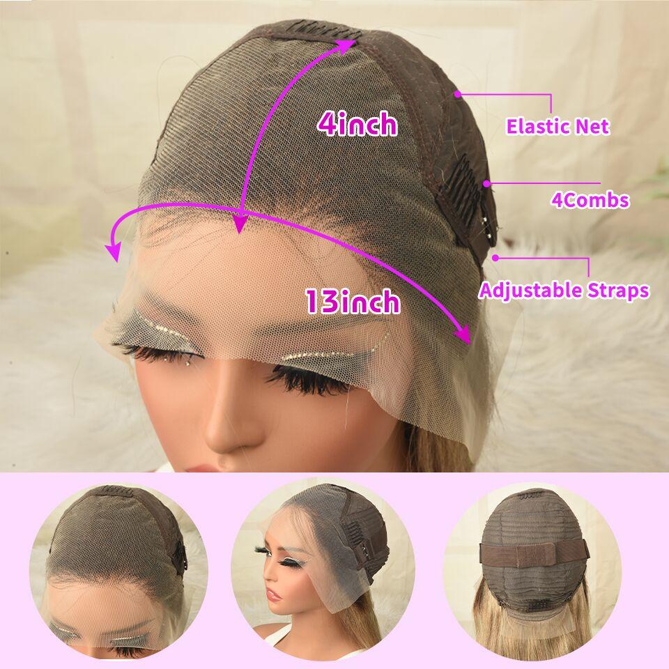 Ash Blonde Wig Human Hair With Bangs 180 Density Straight Human Hair Wig Transparent Lace 13X4 Lace Front Wigs Pre Plucked For Women Brazilian Hair SpringStatements