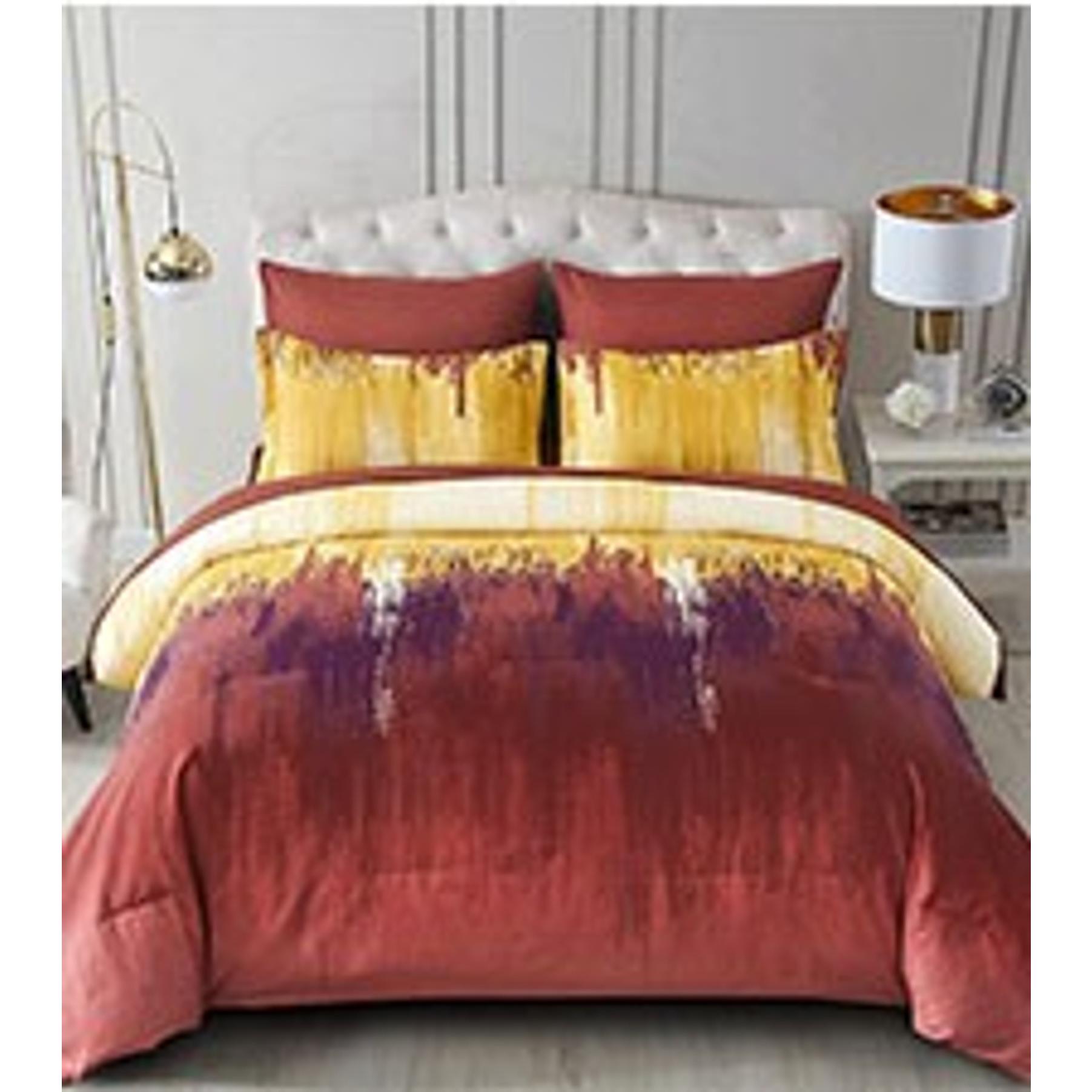 Comforter Set Queen, Burnt Orange 7 Pieces Bed in a Bag Abstract Gradient Terracotta Bedding Set with Comforter, Flat Sheet, Fitted Sheet, Pillow Shams, Pillowcases Comforter Set Queen, Burnt Orange 7 Pieces Bed in a Bag Abstract Gradient Terracotta Bedding Set with Comforter, Flat Sheet, Fitted Sheet, Pillow Shams, Pillowcases