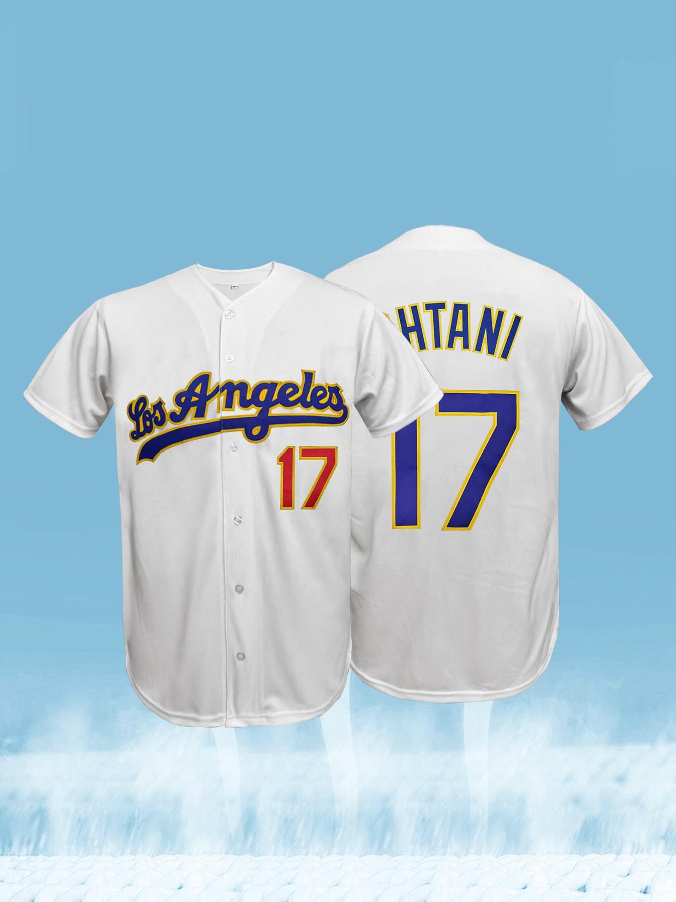 Men's Retro Style Los Angeles #17 Baseball Jersey, Premium Embroidered Stitched Design, Lightweight Breathable Button Up Shirt for Baseball Enthusiasts