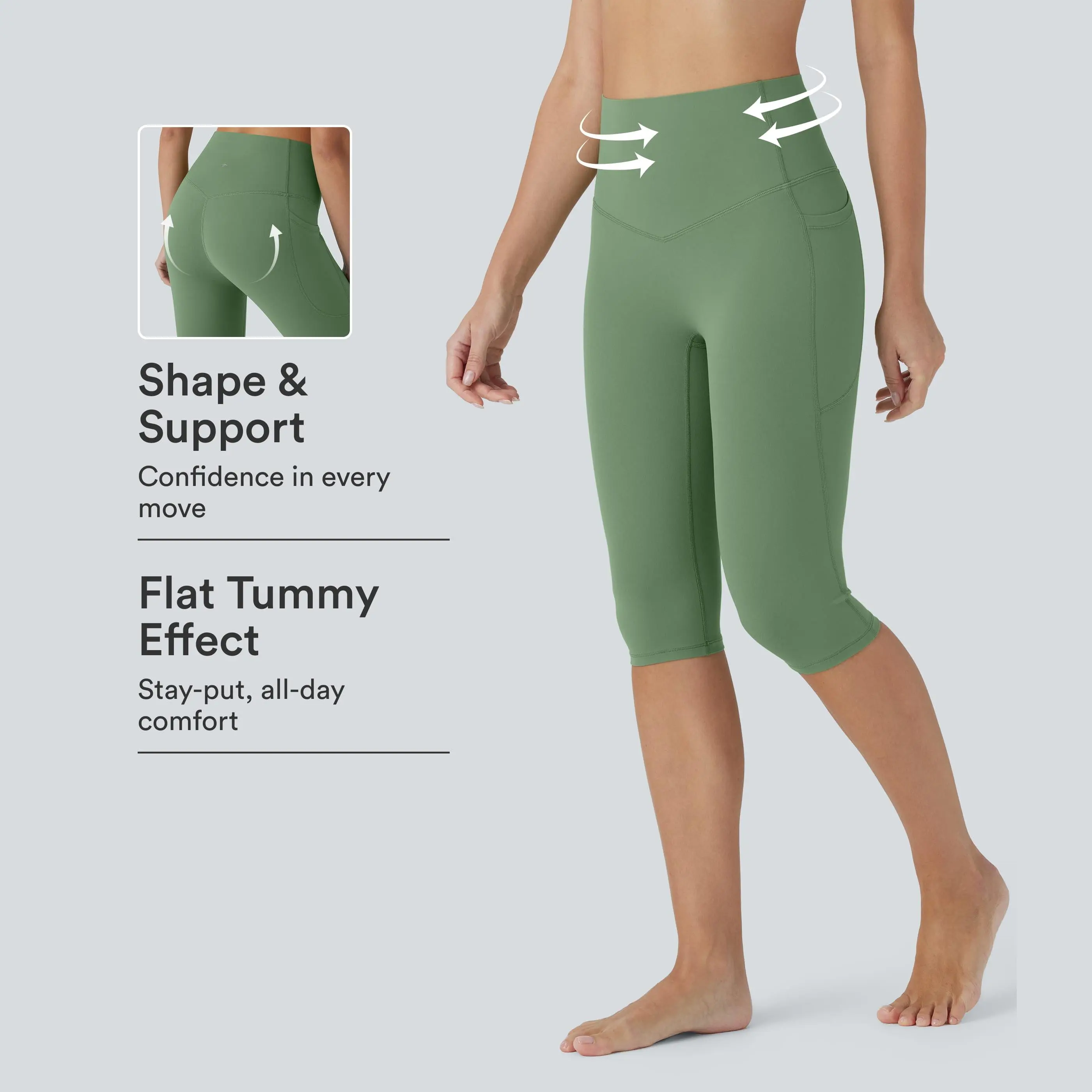 Halara UltraSculpt™ High Waisted Tummy Control Pedal Pusher Yoga Leggings with Pockets Halara UltraSculpt™ High Waisted Tummy Control Pedal Pusher Yoga Leggings with Pockets