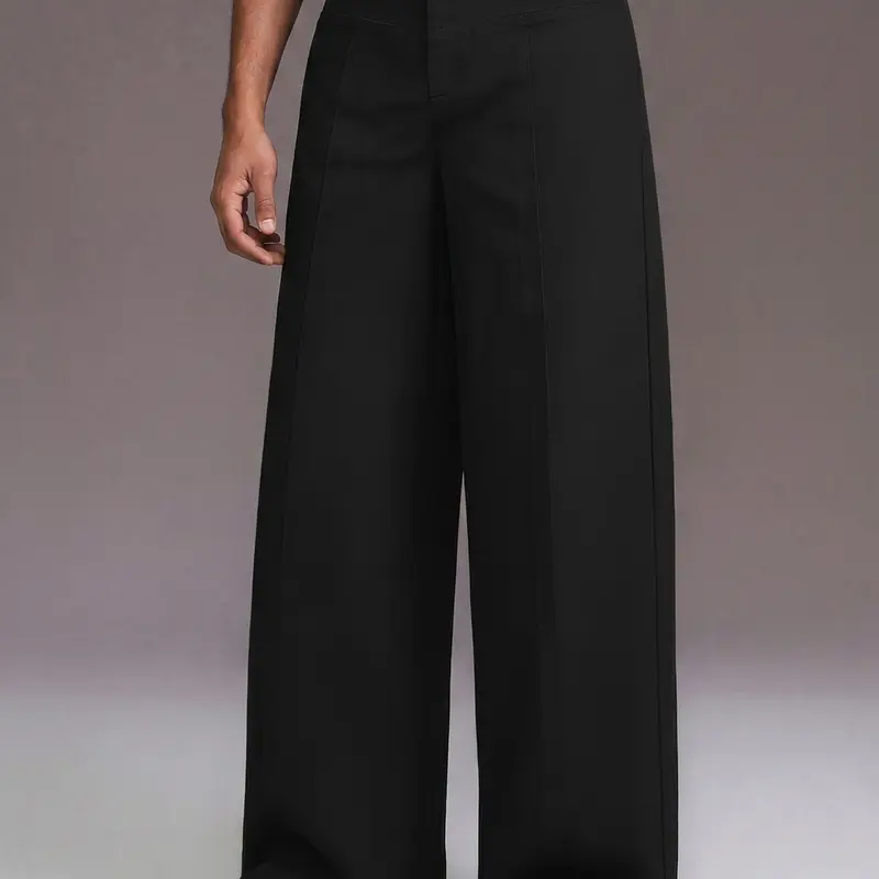 Men's High-Waisted Wide-Leg Suit Pants, Fashion Suit Pants, Minimalist Straight Leg Trousers, Premium Feel, Long Formal Wear, Elegant Design