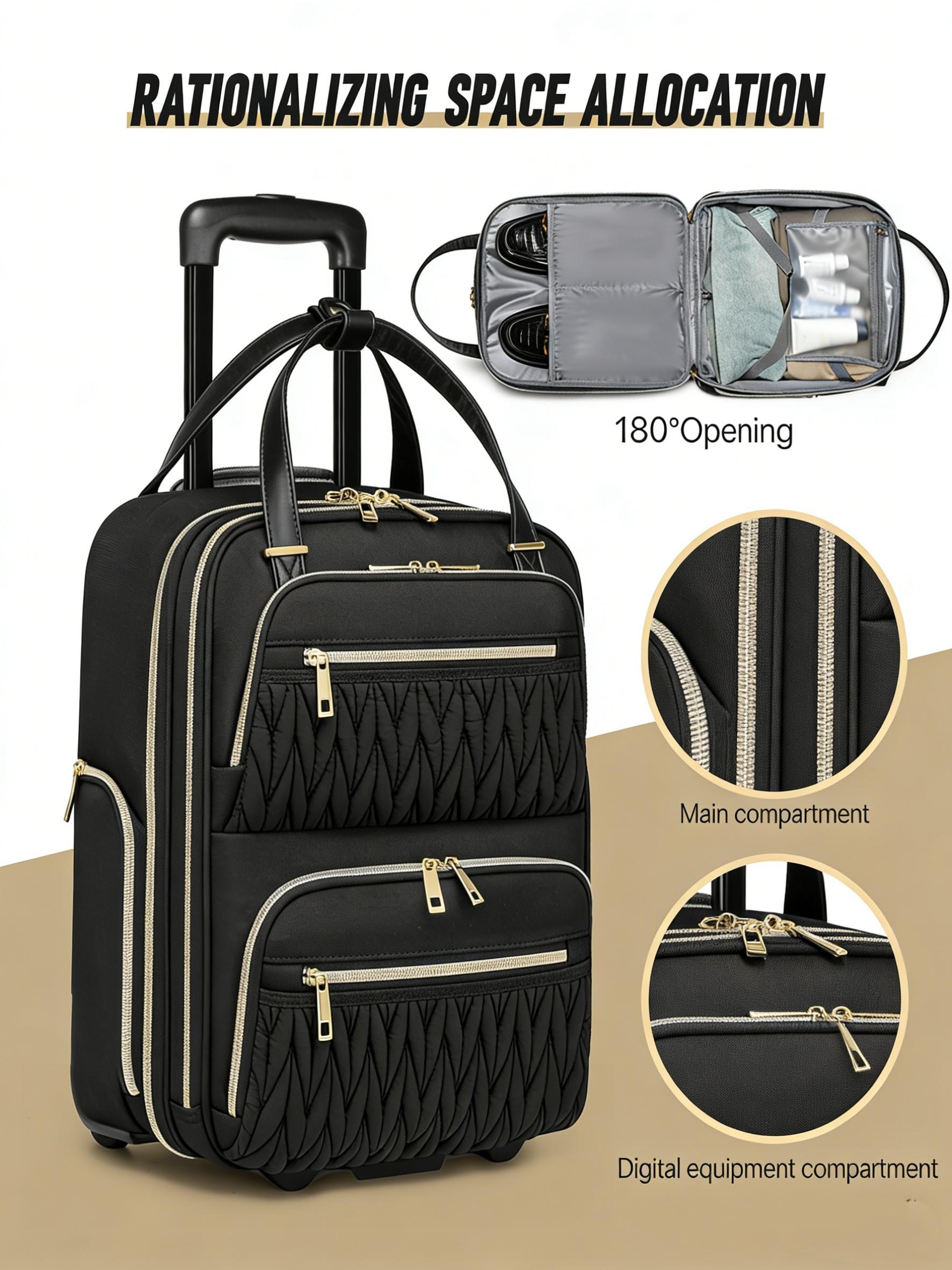 Women's Multifunctional Commuter Luggage Bag, Airplane Carry-On Suitcase, Durable Travel Backpack, Ideal for Business & Daily Use