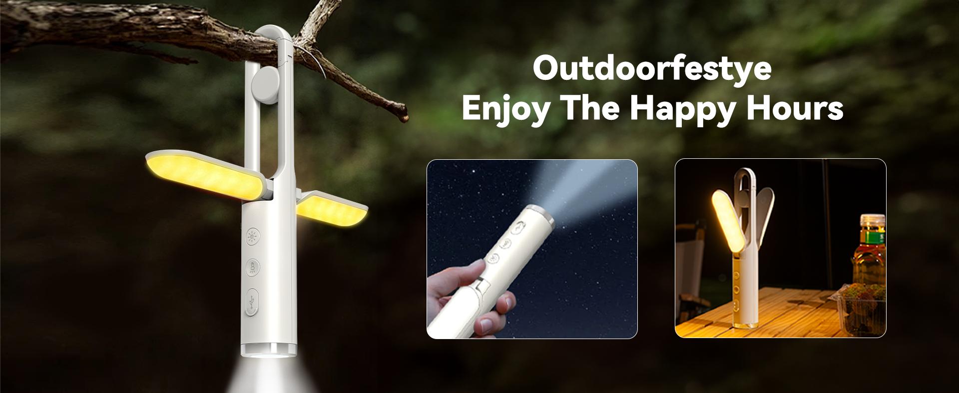 Foldable 4in1 Multifunctional Camping Light, Outdoor Light, SOS Light, Flashlight,SteadyLight,Seamless Folding Design, Extended Battery For 24H Use