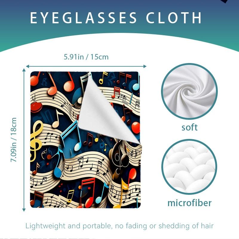 1/3/6/14pcs Musical Notes Design Microfiber Cleaning Cloth, Single - Sided, Multi - Purpose for Camera Lenses & Eyeglasses, Multiple Specs, High - Quality for Effective Cleaning, Ideal for Home & Photography, Durable & Practical