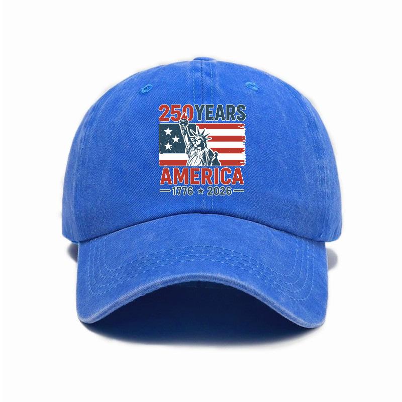 2026 New Trendy Versatile American Independence 250th Anniversary Printed Washed Vintage Soft Top Outdoor Sunshade Baseball Cap
