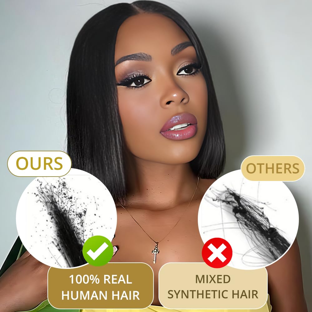 【Clearance BIG Sale】Bob Wigs Human Hair Glueless Wear and Go 4x4 or 5x5 HD Lace Closure Wig Short Bob Glueless Wig Human Hair Pre Plucked Pre Cut Black Bleached Ready to Wear 180% Density for Women