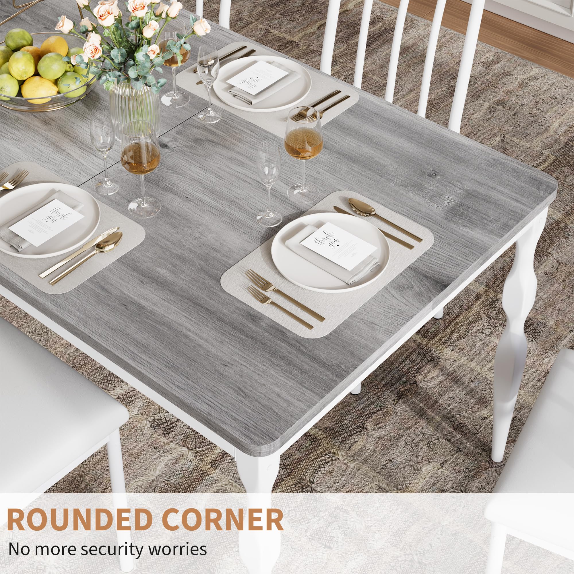 Rectangular Dining Table for 8, 78.8 Inch Rustic Farmhouse Kitchen Table with Large Tabletop, Long Wooden Dining Room Table with Heavy Duty Legs, Dinette and Dinner Desk for Party, Big Family