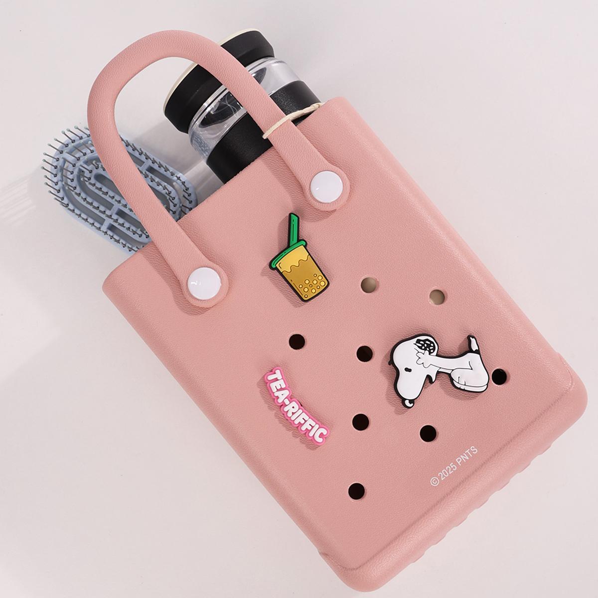 Snoopy Collection Holes Small Handheld Bag - Lightweight for Women, Cartoon Collab, Casual Outings, Easter Basket,Durable Lunch Bag for Girls with Cute Cartoon Collab Design,Hole Bags with a Hole Diameter of 1 cm