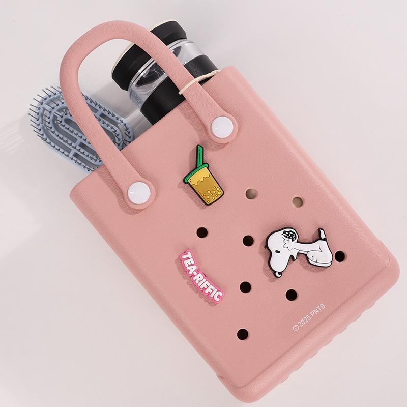 Snoopy Collection Holes Small Handheld Bag - Lightweight for Women, Cartoon Collab, Casual Outings, Easter Basket,Durable Lunch Bag for Girls with Cute Cartoon Collab Design,Hole Bags with a Hole Diameter of 1 cm