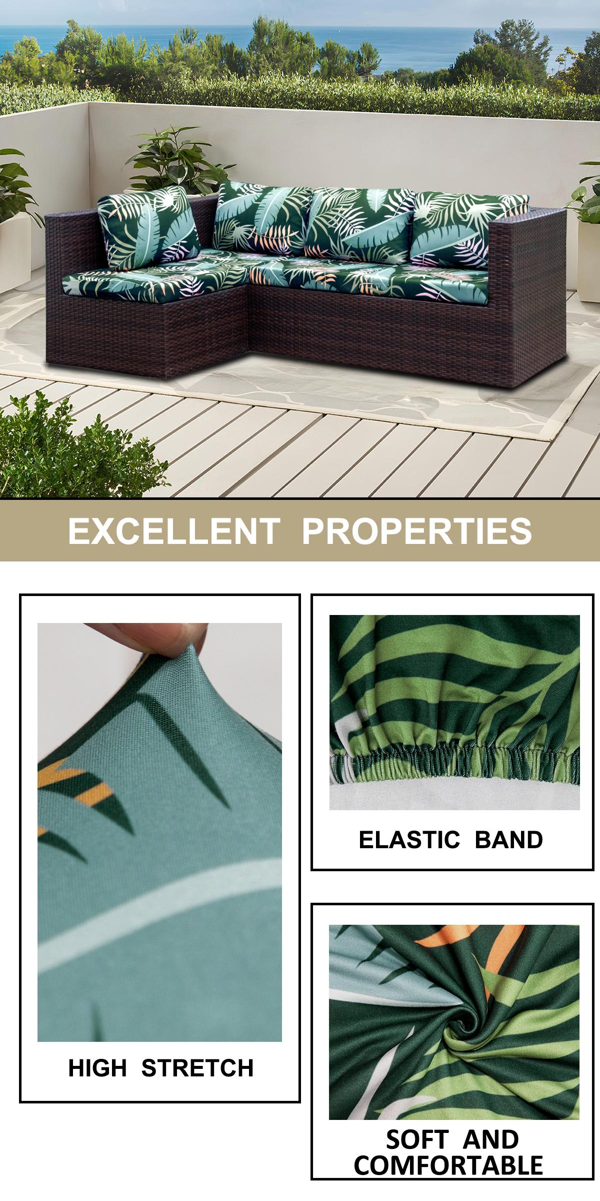 4pcs/8pcs Floral Leaf Print Sofa Cushion Covers Set, Elastic Easy-To-Clean, Stylish and Fun Sofa Accessories, Home Decor Essentials