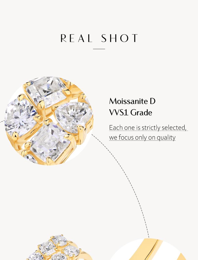 Double row sparkling Cushion&Octagon&Heart Cut Synthetic Moissanite ring D Color VVS1 for Women Wedding Band Engagement Gift Fine Jewelry R141