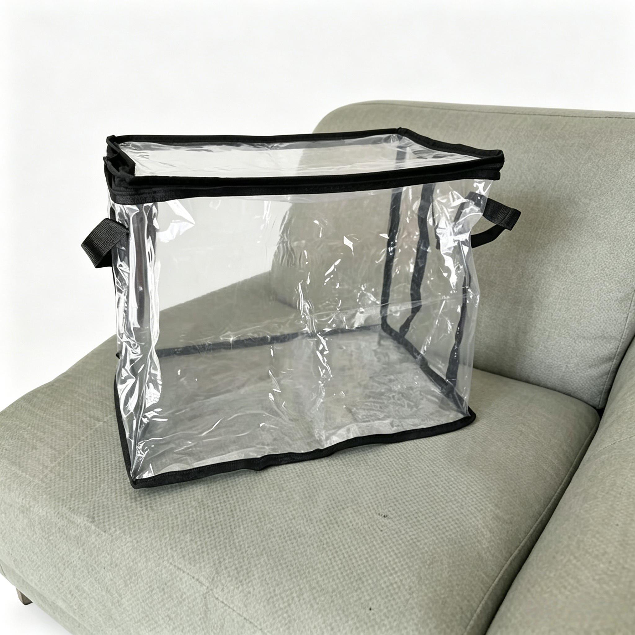 Transparent Storage Box, Thickened PVC Waterproof Dustproof, with Handle, Doll Book Organizer, Doll Storage Container, Multi-Use Bag for Home Camping Moving Garage