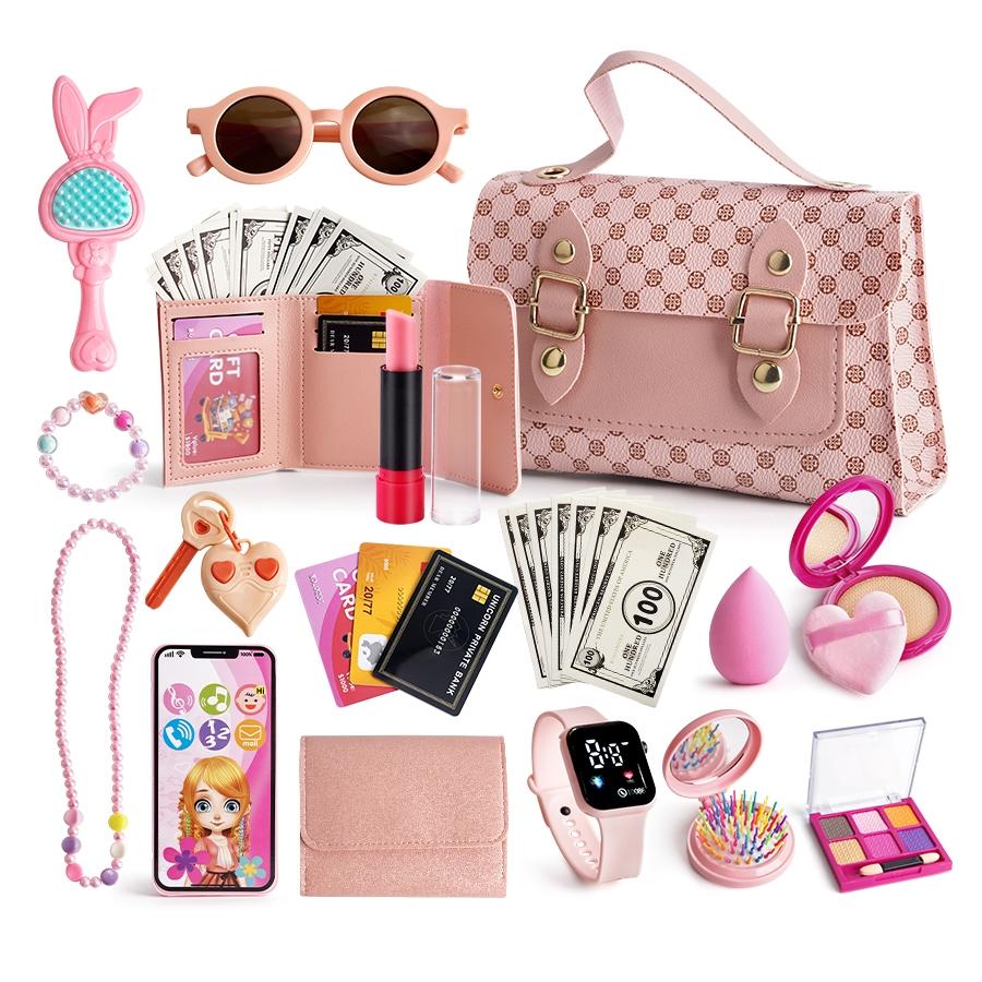 Princess Role Play Toy Set, Pretend Play Accessories, Role Playing Accessories for Girls Aged 3-8, Includes Realistic Makeup, Phone, Watch, Lipstick & Wallet, Christmas & Birthday Gift