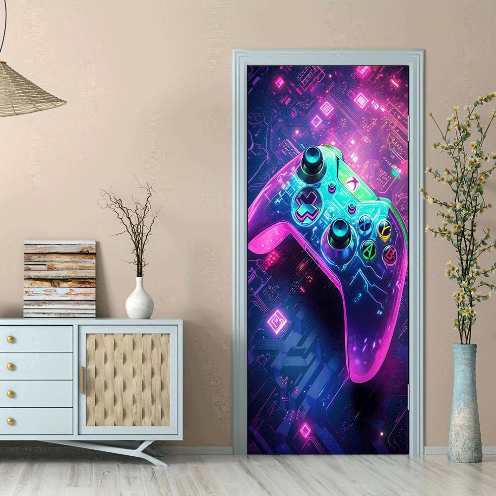 2pcs Neon Colorful Game Controller Wall Sticker, Esports Theme Bedroom ...