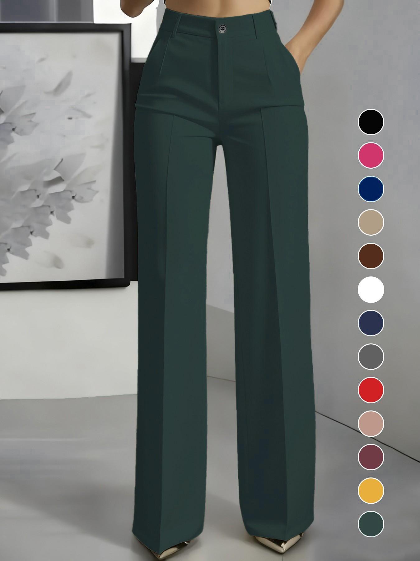 Women's New High Waist Drape Straight Leg Simple Suit Pants, Chic Elegant Business Casual Wear, Office Wear, Comfortable and Stylish Design