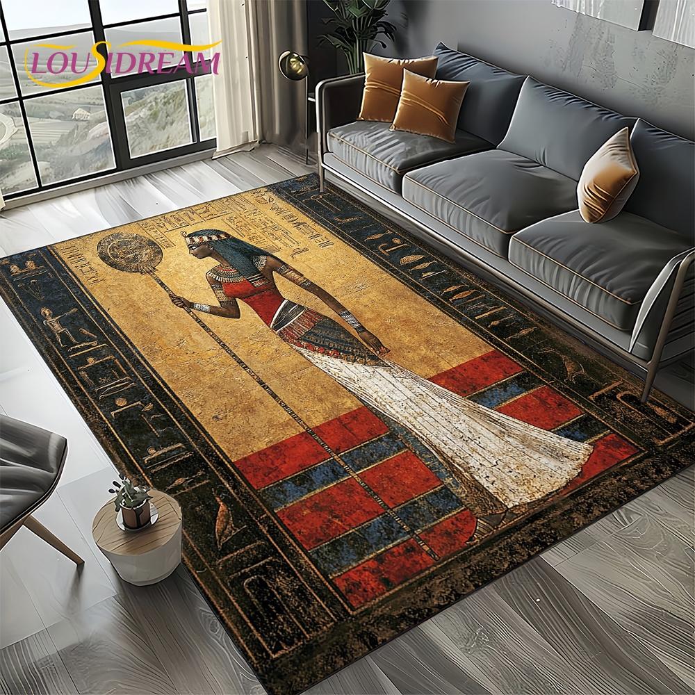 Vintage Ancient Egyptian Mural Pharaoh Hieroglyphs Flannel Area Rug - Retro Egyptian Art Print Soft Mat for Living Room, Non-Slip Historical Home Decor#EgyptianMuralRug #PharaohHieroglyphsMat #EgyptianArtDecor #HistoricalCarpet #NonSlipFlannelRug