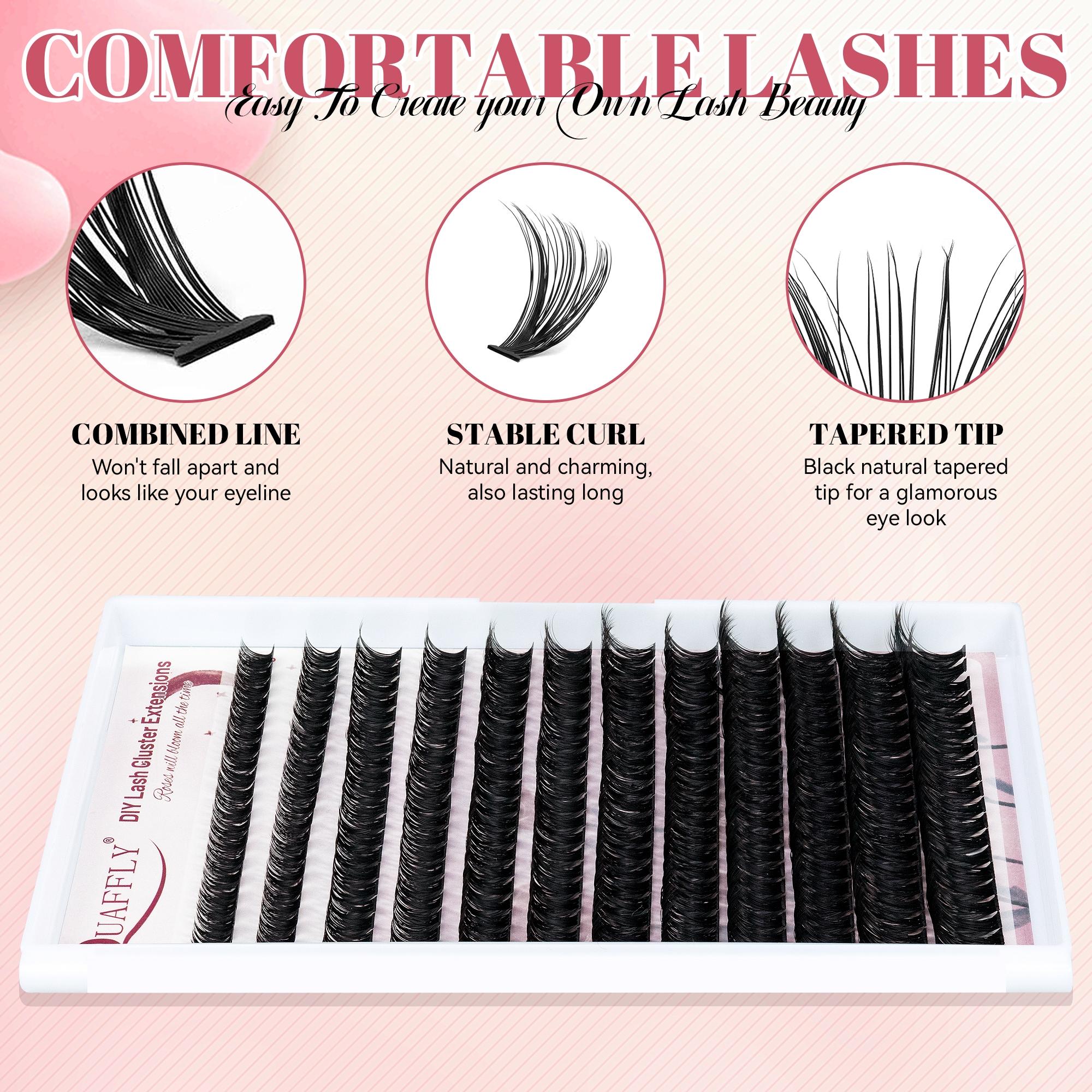 Mixed Length False Eyelashes Kit, 1 Box Natural Look Eyelash Extensions, Self Grafting Curl Eyelashes, DIY Eyelash Extensions, Eye Makeup Enhancement Eyelashes for Women, Eyelashes Clusters Cosmetic, Eyelashes Clusters, Lash Clusters Kit, Curly Lashes