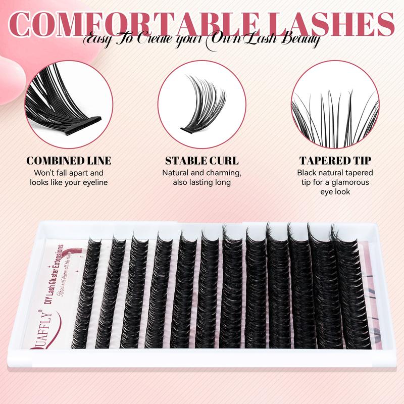 Mixed Length False Eyelashes Kit, 1 Box Natural Look Eyelash Extensions, Self Grafting Curl Eyelashes, DIY Eyelash Extensions, Eye Makeup Enhancement Eyelashes for Women, Eyelashes Clusters Cosmetic, Eyelashes Clusters, Lash Clusters Kit, Curly Lashes