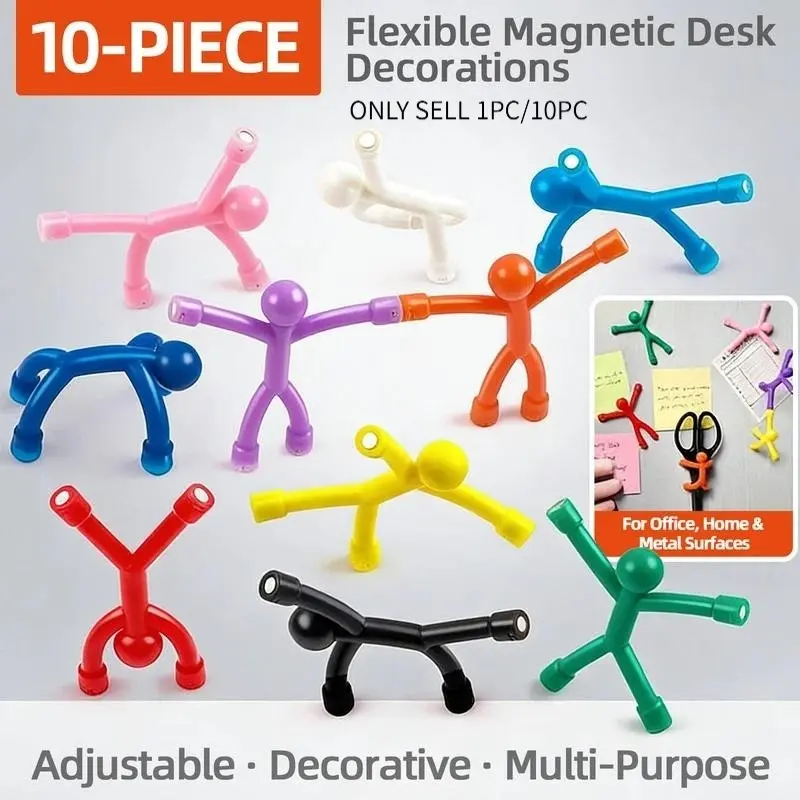 10 Colorful Refrigerator Magnets, Cute Mini Flexible Magnetic Sticks, DIY Hooks for Home Office Decor, Fun Kitchen Accessories, Fridge Magnets Cute