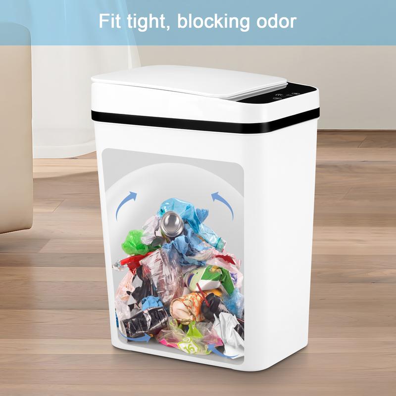 Automatic Touchless Garbage Can 12L Small Motion Sensor Smart Trash Bin for Bedroom Bathroom Office Living Room Kitchen Home Household Suppliers - Restroom