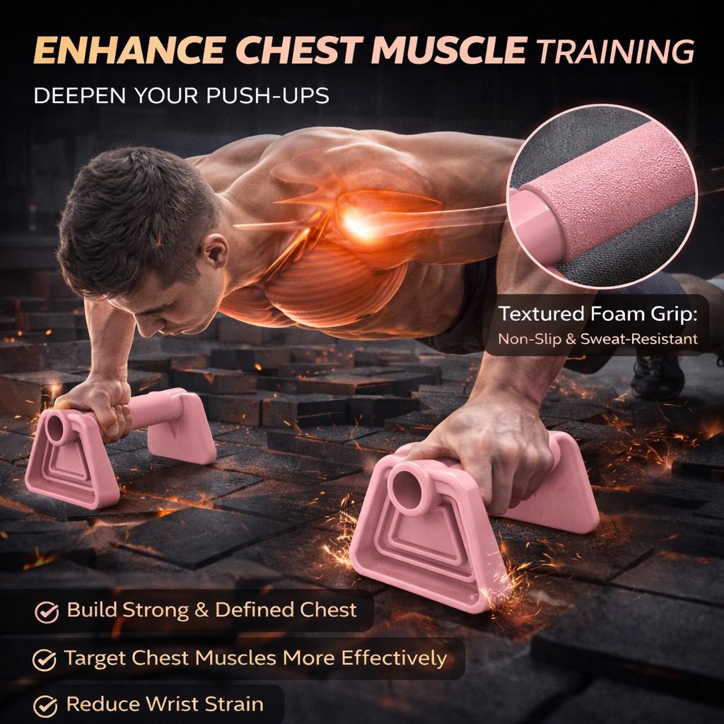 Home Fitness Push Up Bars Set – Ergonomic H‑Shape Push‑Up Handles for Chest, Arms & Shoulders | Adjustable Compact Workout Equipment for Men & Women | Durable PP Material, 4 Colors (Pink, Purple, Grey, Black)