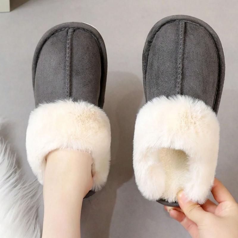 Warm Women's Plush Fleece-Lined Slip-On Moccasin with Fluffy Detail - Non-Slip Winter Home Slippers on Flat Platform Sole. So Cozy! Springfresh