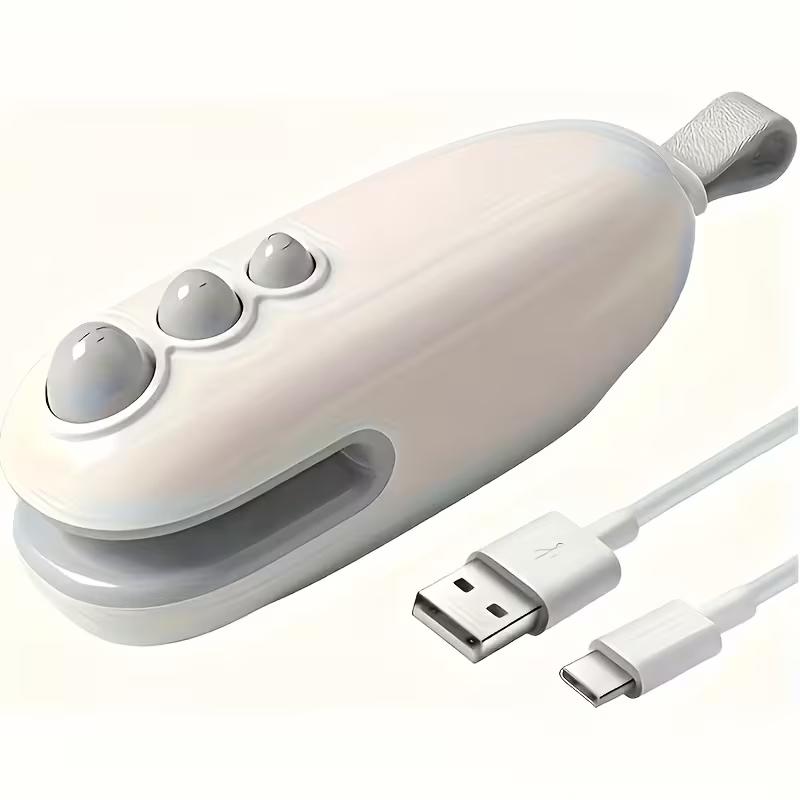 1PCS Mini Bag Sealer Rechargeable Handheld Magnetic Heat Sealer 2 In 1 With Cutter Food Freshness Snack Sealing Portable Home Kitchen Sealing Tool