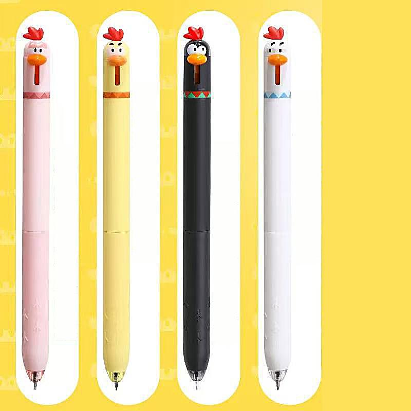 Creative Chicken Gel Pens Set of 4, 0.5mm Quick Dry Click Writing Pens, Unique Design Fun Relax Office Gift Pen Christmas Present