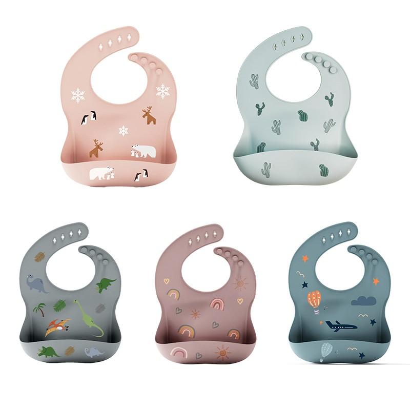 Children Silicone Bib Waterproof Anti-Stain Easy Clean Suitable for Boys Girls, Baby Feeding Apron, 1 Piece Pack