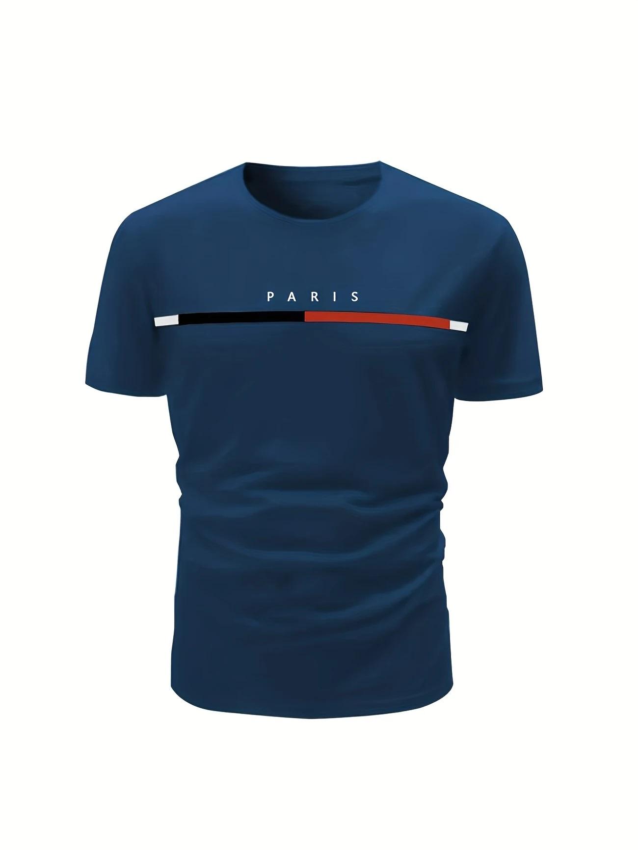 5-piece men's daily casual short-sleeved crew neck T-shirt, breathable and lightweight, Outdoorfun，suitable for summer sports and leisure wear, outdoor clothing, comfortable and breathable stretch fabric men's tops