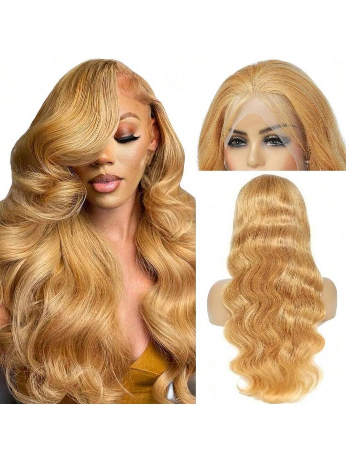 13x6 Lace Front Wig 180 Density Straight Human Hair 30 Inch Honey Blonde 180% Density 30 Inch Honey Blonde 13x6 HD Lace Front Wig  main image 4