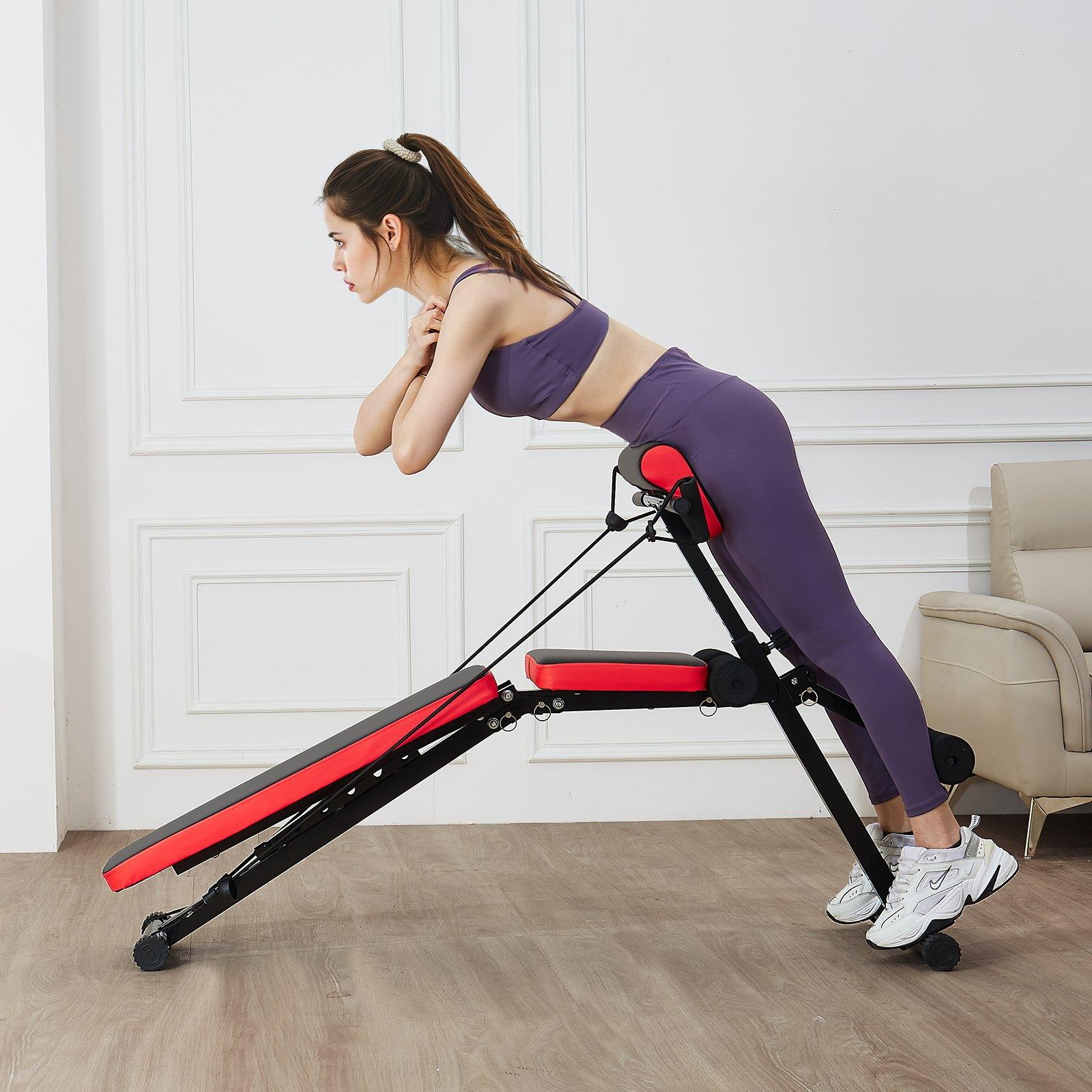 VEVOR Multi-Functional Weight Bench for Full Body Workout, Roman Chair Hyperextension Bench, 770 lbs Adjustable & Foldable Equipment for Back Arm Core Ab Workout, Sit Up Exercise Machine for Home Gym