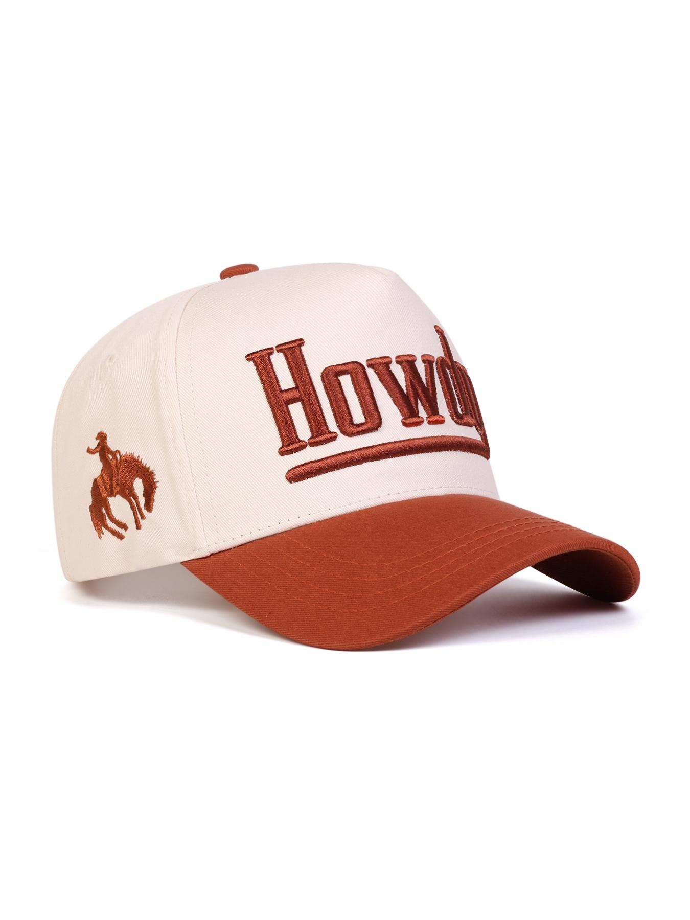 Unisex Howdy Embroidered Baseball Cap, Adjustable Outdoor Sun Protection Hat, Casual Striped Fitted Cap for Spring & Fall Travel