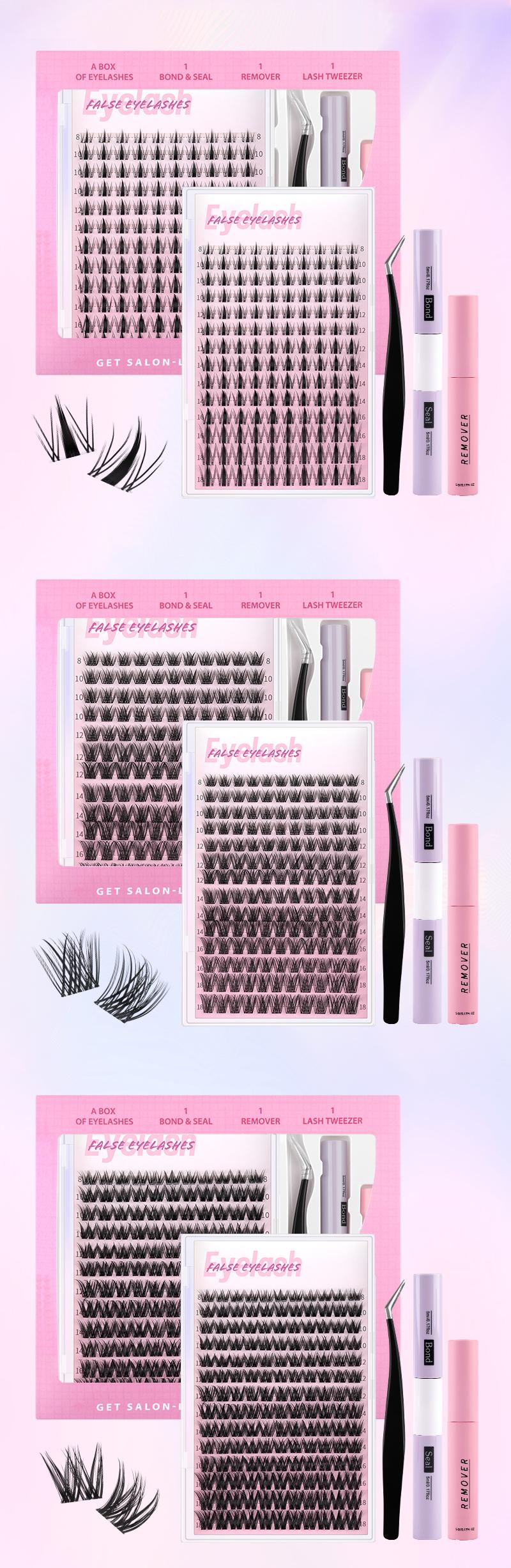 Surprise!Lash CLusters Kit, Personalized Styles Lashes Cluster With Invisible Band Lashes,Manga Lash Extension with Waterproof Long-lasting Lash Bond and Seal,Tweezers and Remover for DIY Eyelash at Home Easily, Natural Makeup Girl Gifts BlackFriday