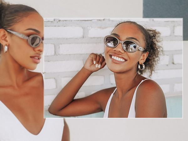 SOJOS Small Retro Oval Polarized frame for Women Men 90s Vintage UV400 Protection Sunglasses