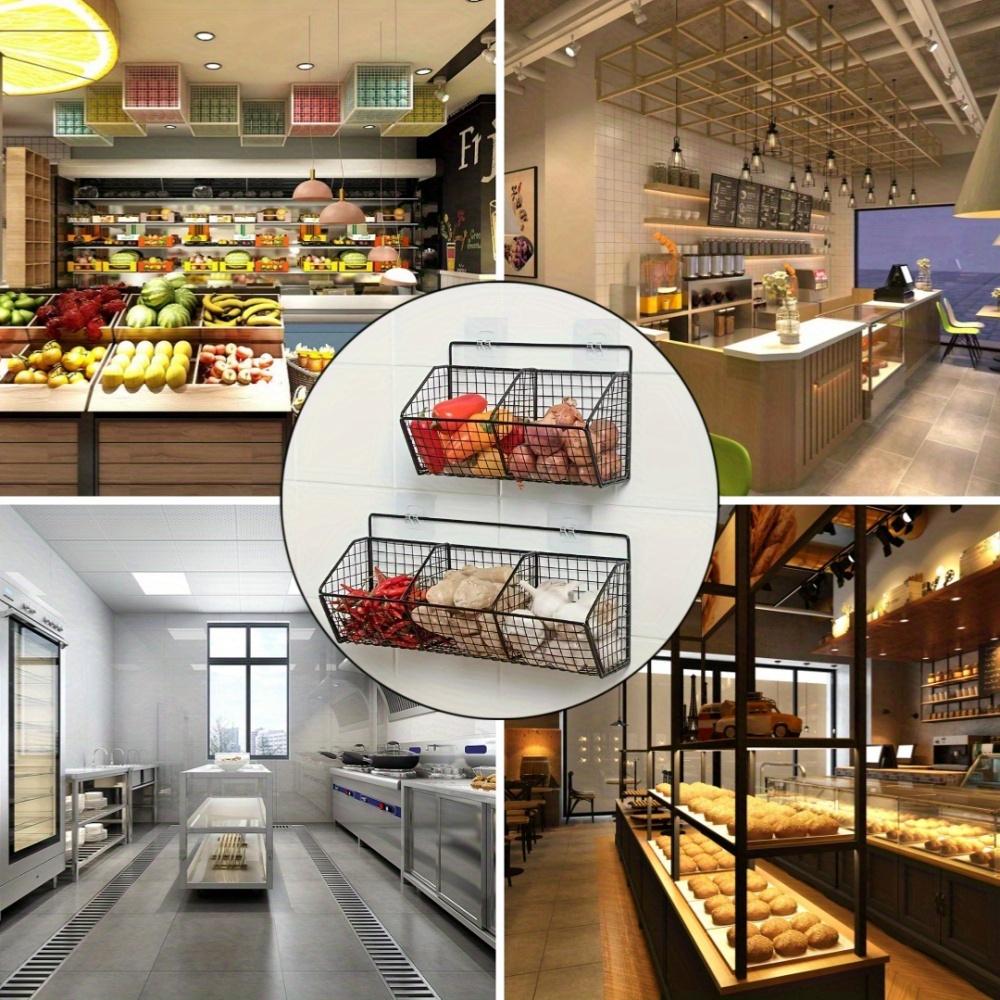 1pc Modern Wall-Mounted Kitchen Storage Steel Mesh Basket, Durable Metal Wire Organizer for Spices Garlic Onions and Vegetables, Perfect for Home and RV Kitchen Use