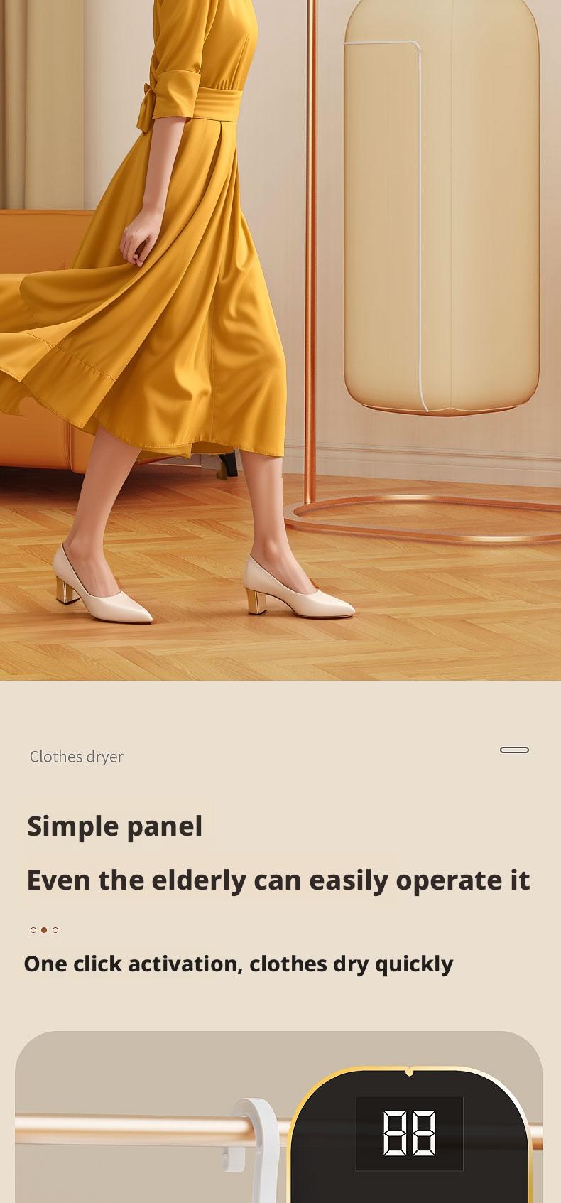 Folding Electric Clothes Dryer, Sterilizer and Dryer, Smart Fast Drying with Timer, Portable and Compact Design for Home, Dorm, Travel, RV Use